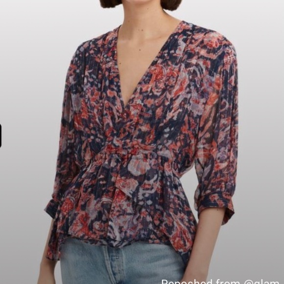 IRO Saola Floral Blouse Multi Medium Size 0-2 French size 34 - Picture 1 of 7